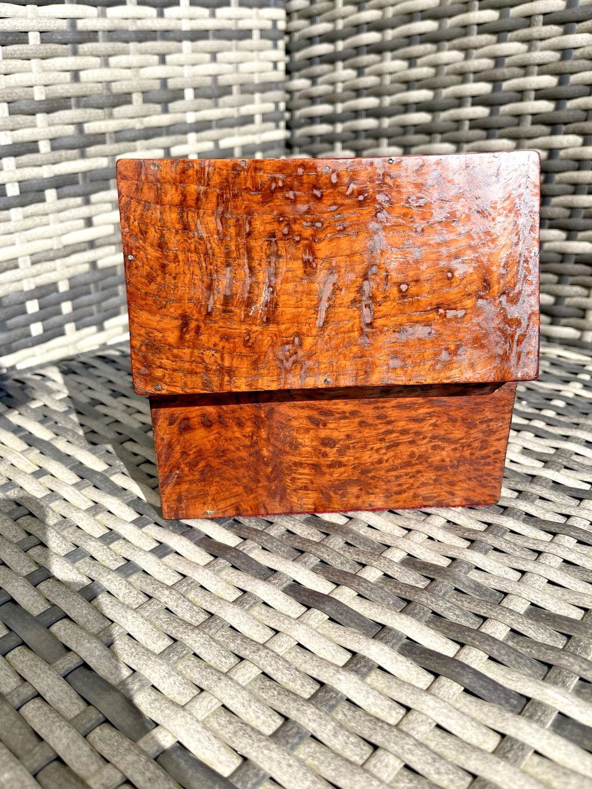 photo for sale Antique Art Deco Thuya Burr Wood Tea Caddy Jewellery Cigarette Pen Box Desk Tidy