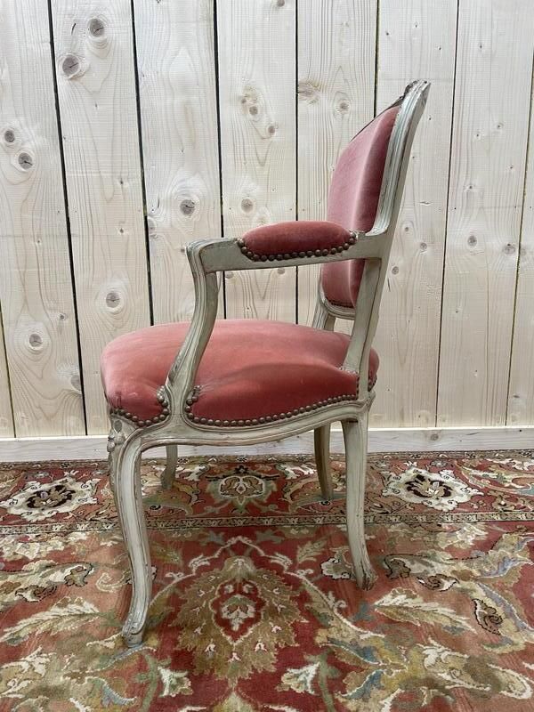 Fauteuil Cabriolet De Style Louis XV En Velours Rose photo furniture
