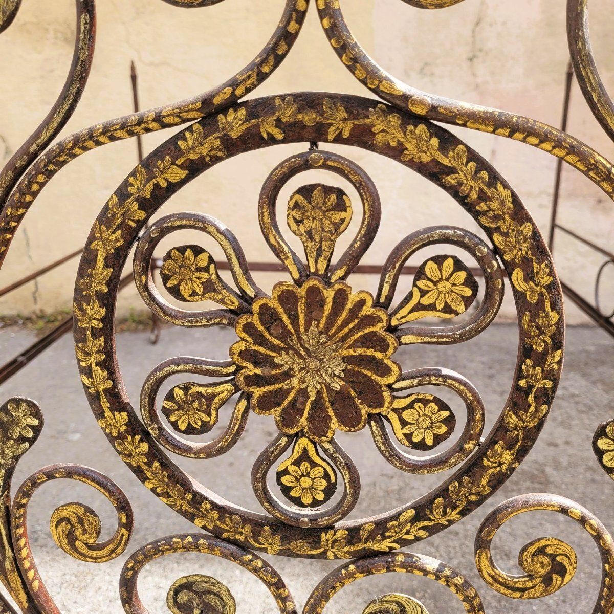 1800.0 Genoese Bed In Painted Iron, Width 145cm, Early 19th Century photo