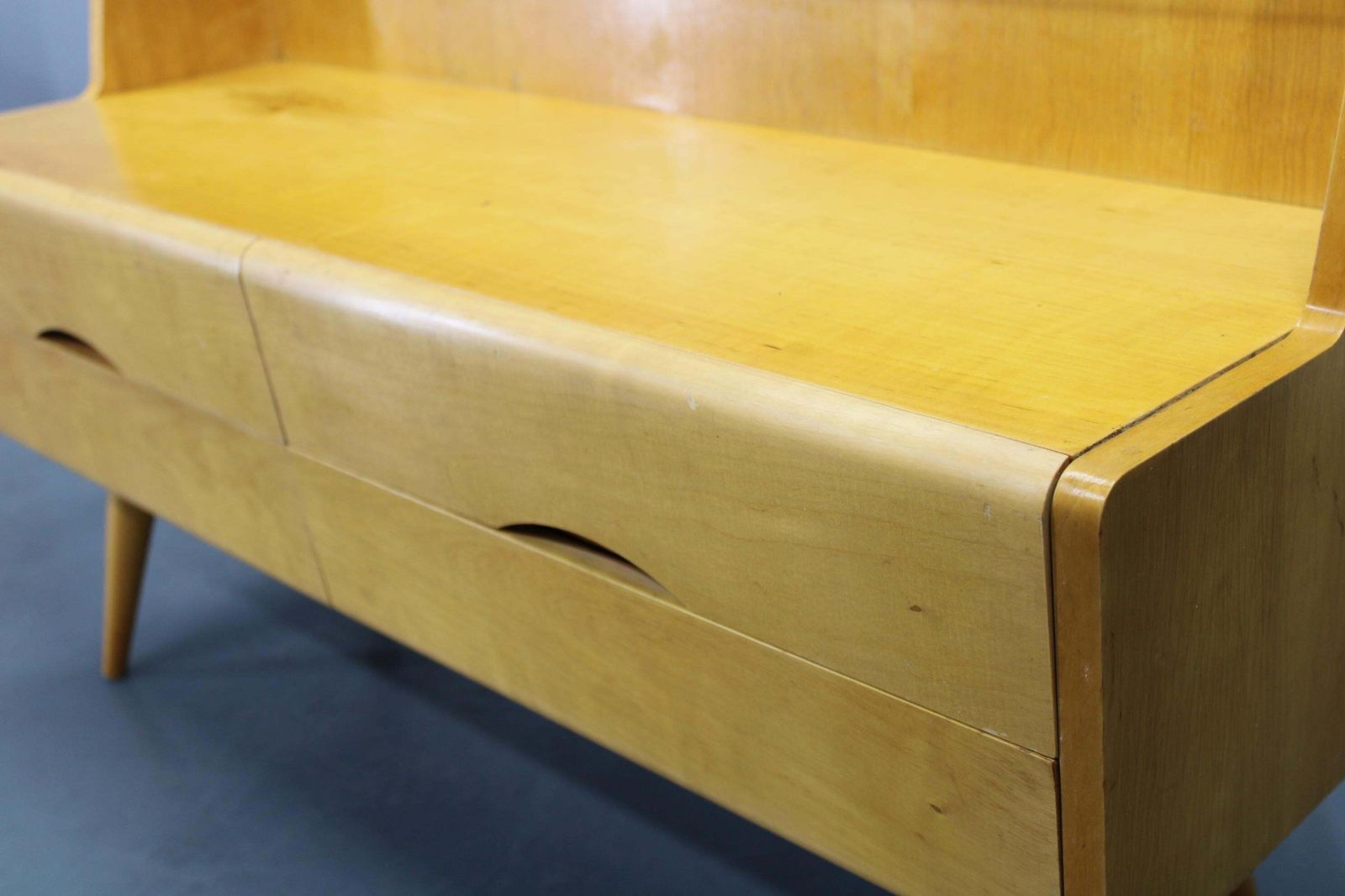 photo vintage 1960s Set Of Night Stands And Chest Of Drawers With Glass Shelf, Czechoslovakia