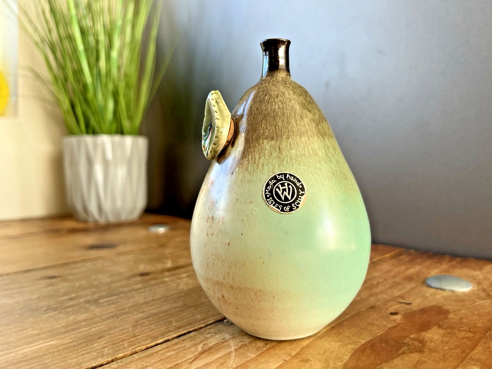 Vintage Humfrey Wakefield Scilly Studio Pottery Pear Artificial Faux Fruit Model