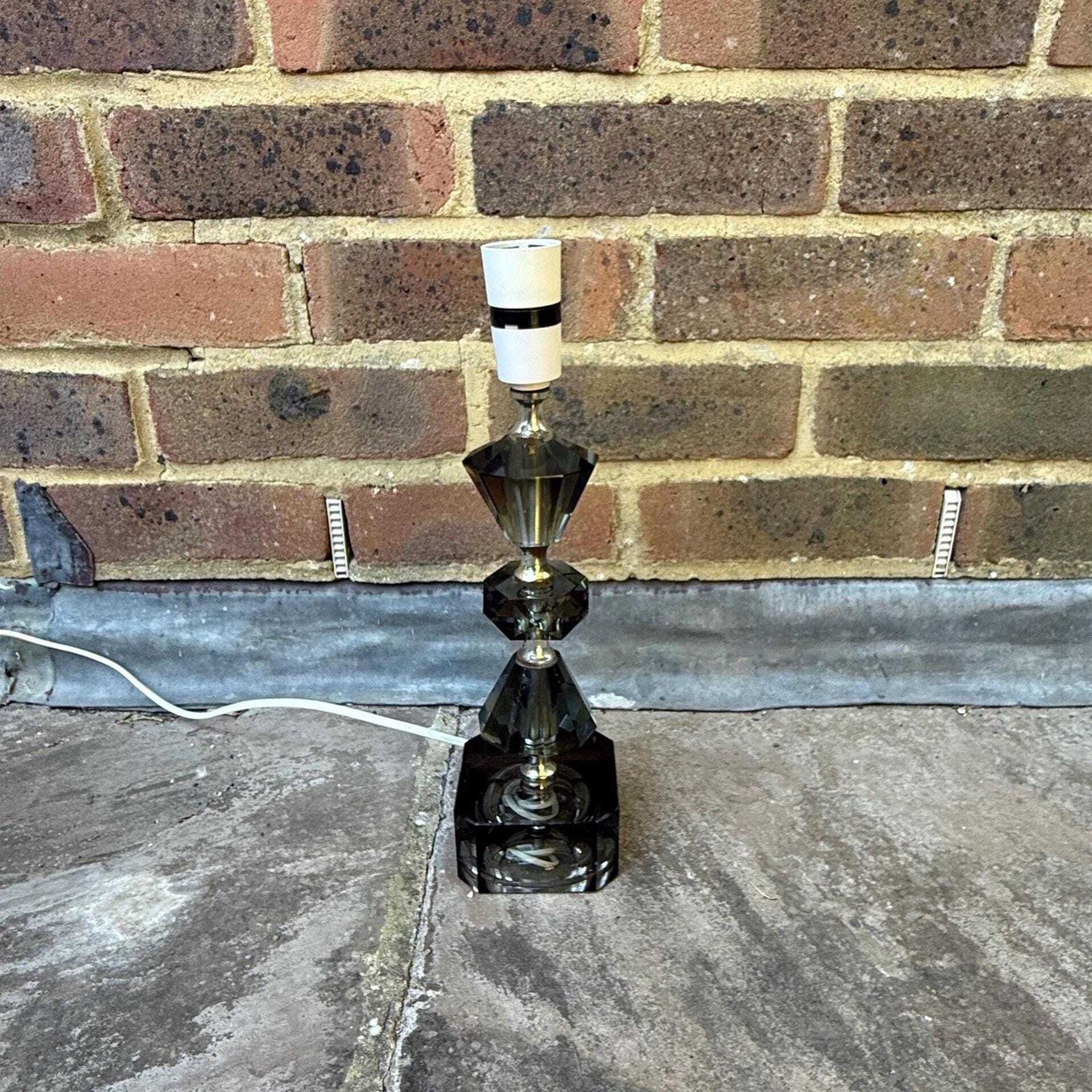 Retro Vintage Cut Glass Grey European Vintage Lamp   Working