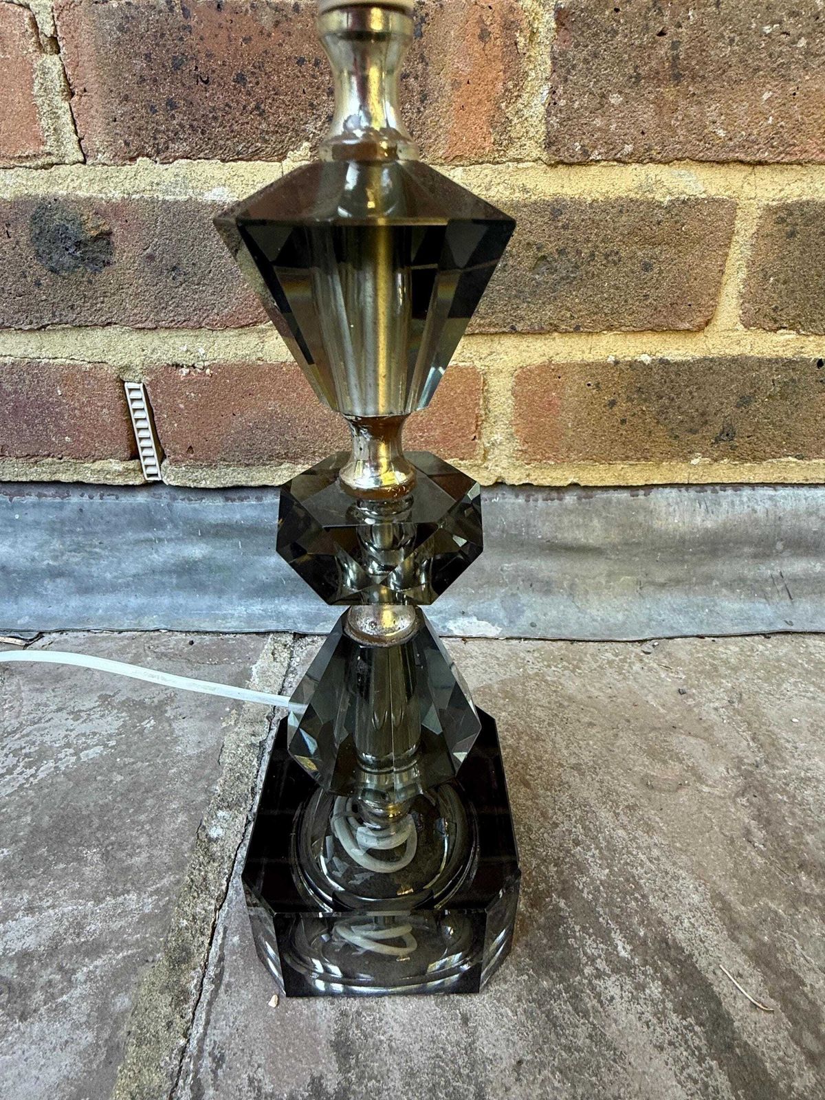 Retro Vintage Cut Glass Grey European Vintage Lamp   Working photo Lighting