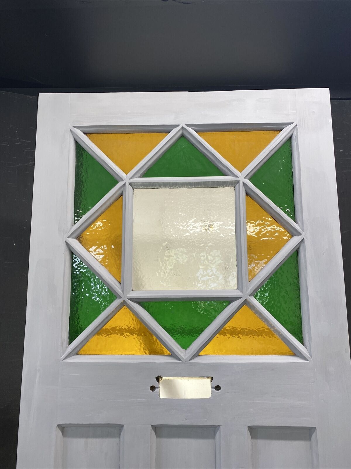 Art Deco Stained Glass Front Door Antique Period Reclaimed Old 20s 30s Pine Wood photo furniture