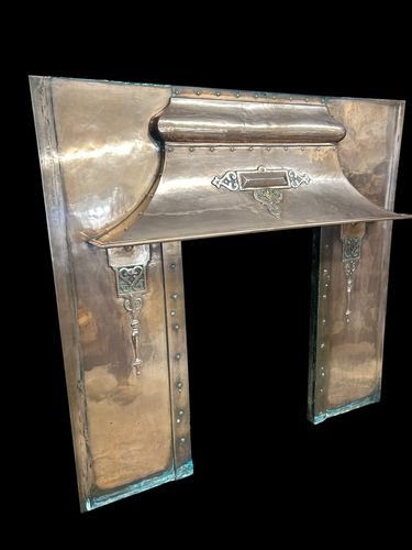 Antique Copper Fireplace Surround Art Nouveau Victorian Period Reclaimed Insert photo Home Fixtures