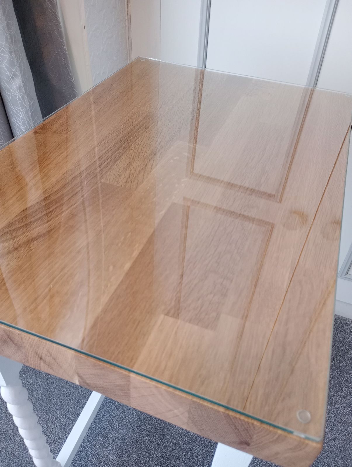 Anitque Oak Barley Twist Leg Side Table In Satin White With Solid Oak Glazed Top photo vintage