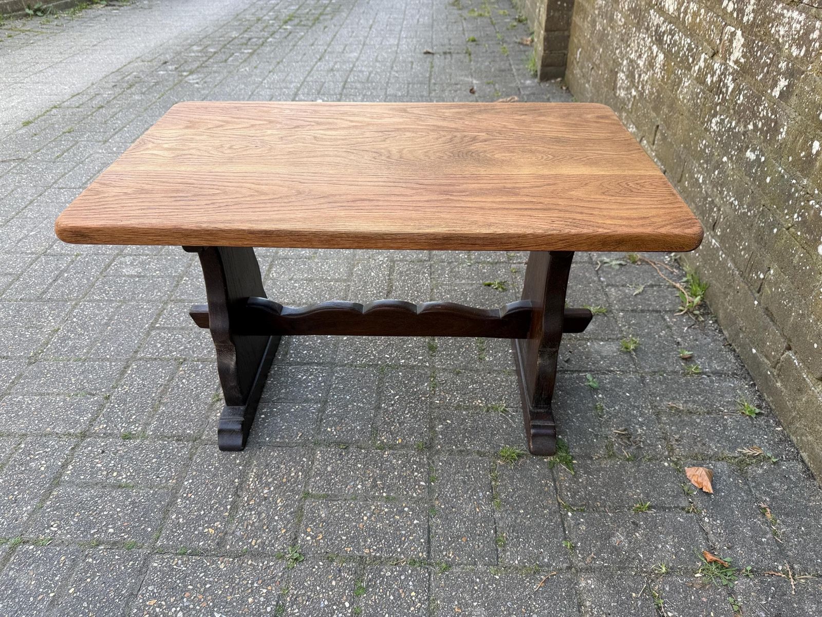 Solid Oak Vintage Coffee Table, Webber Furniture, Croydon, Mid Century. Side Table, Vintage Table   Excellent Condition photo vinterior