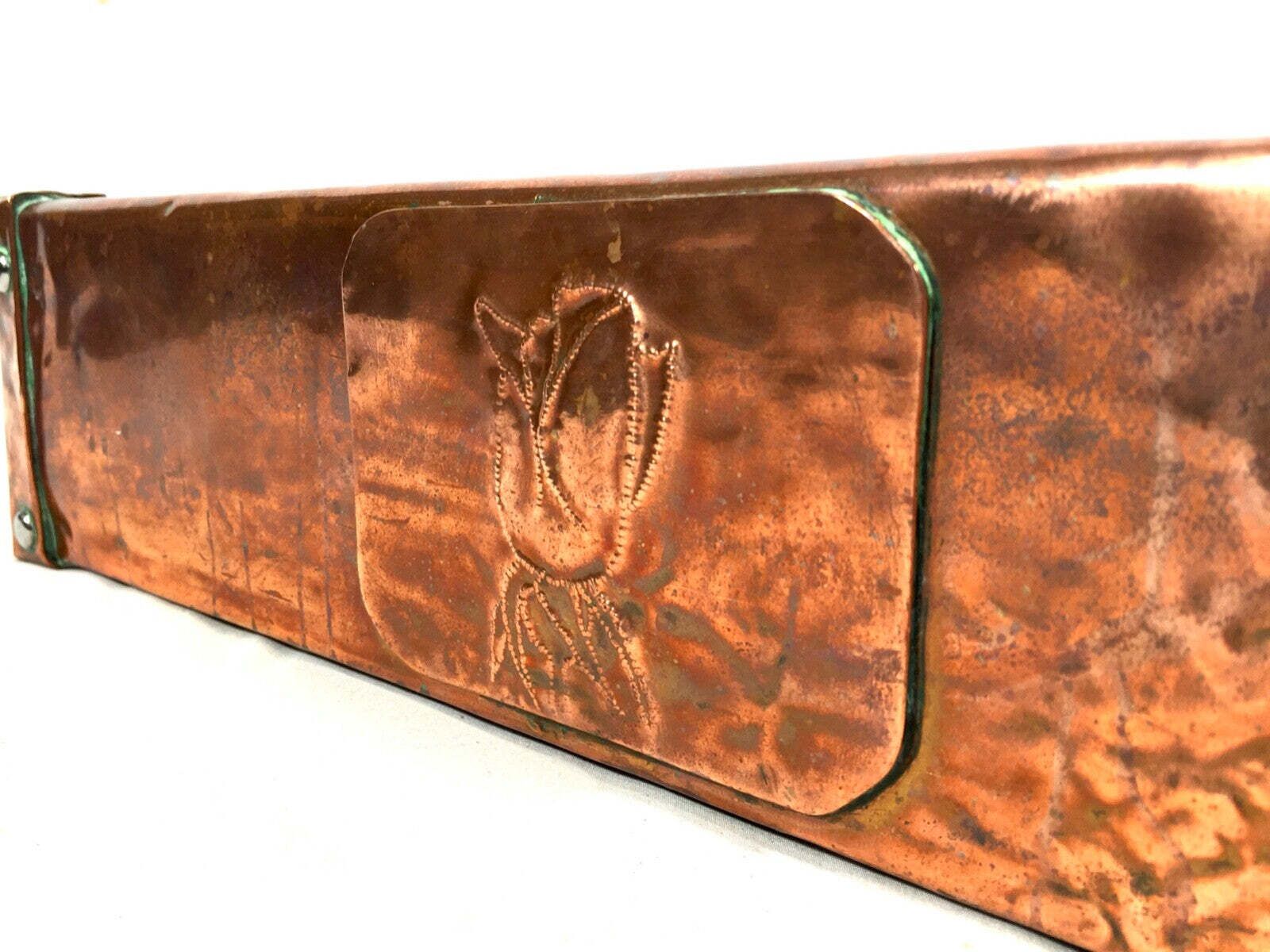 Antique Art Nouveau Copper Tabletop / Windowsill Planter Trough Plant Pot C.1900 photo 199.0