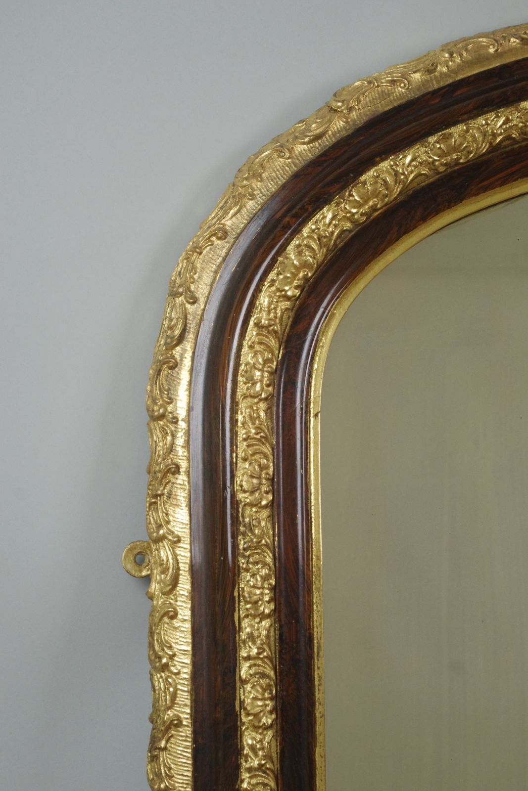 Victorian Simulated Wood And Parcel Gilt Arch Top Overmantle Mirror photo for sale