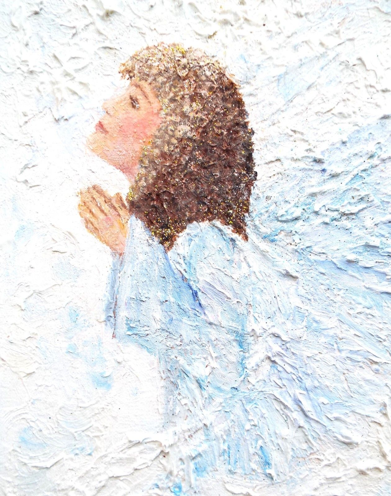 Heavenly Guardian Angel In The Clouds Original  Framed Painting Andi J Lucas photo for sale
