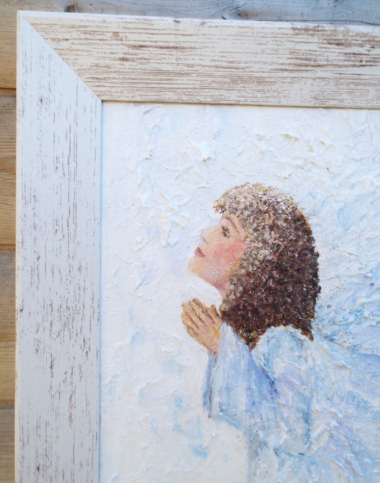 Heavenly Guardian Angel In The Clouds Original  Framed Painting Andi J Lucas photo vinterior