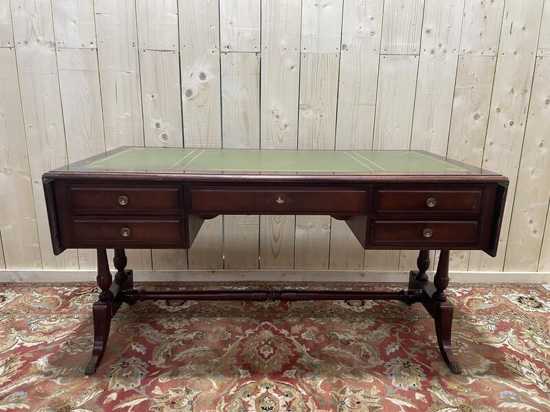 Bureau Plat De Style Anglais En Acajou Et Cuir photo Furniture