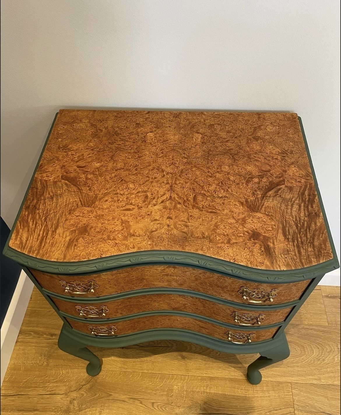 Walnut Chest Of Drawers Upcycled In Smokey Green photo furniture