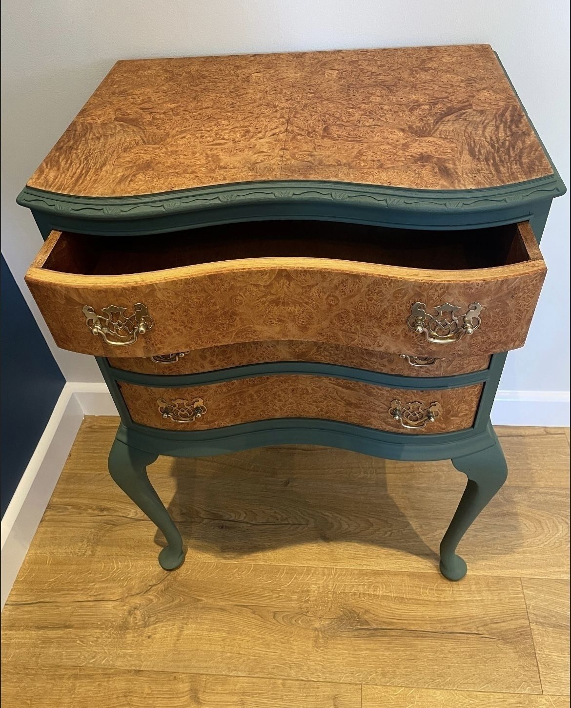 Walnut Chest Of Drawers Upcycled In Smokey Green photo Furniture