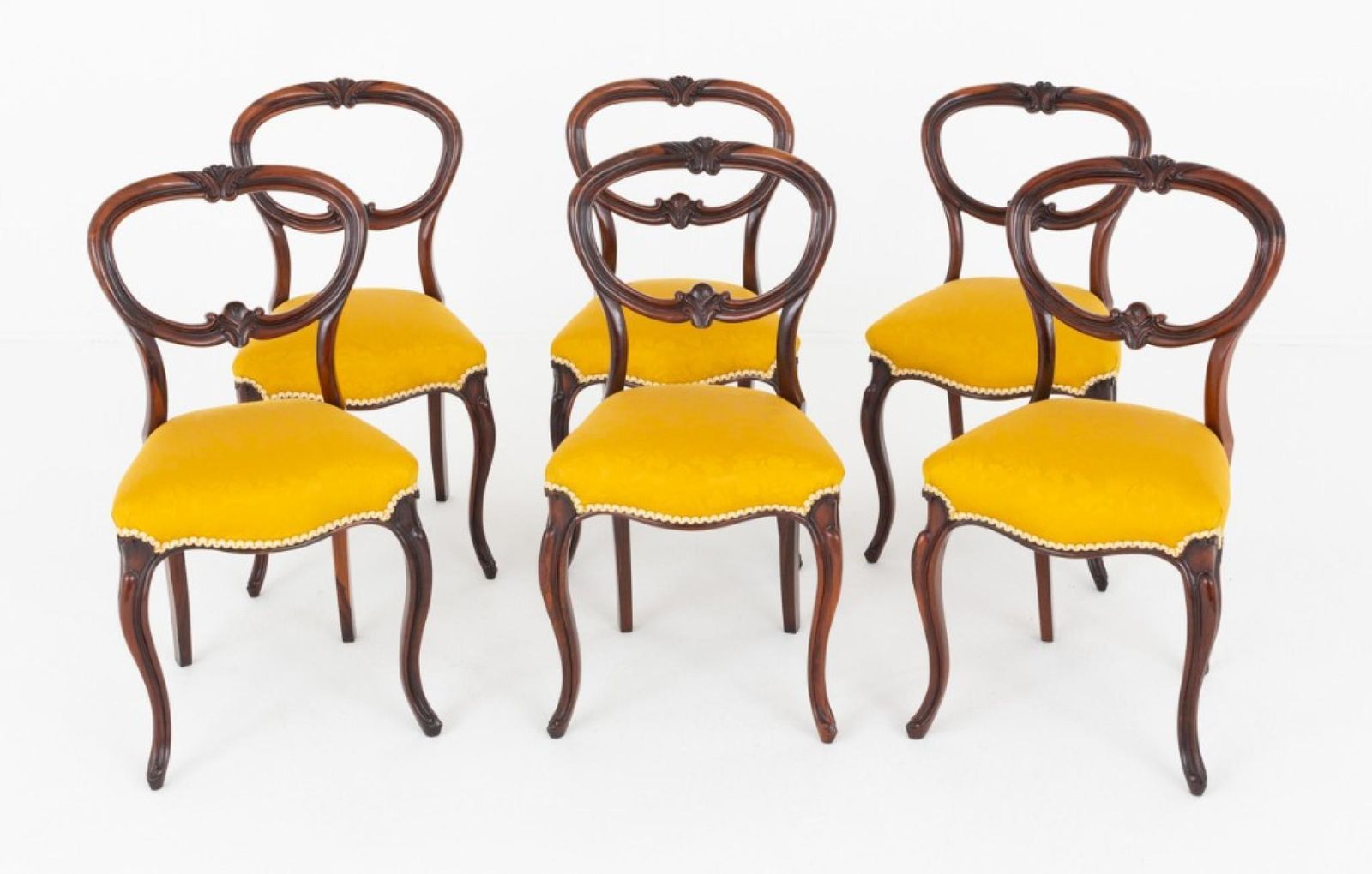 Six Victorian Balloon Back Dining Chairs