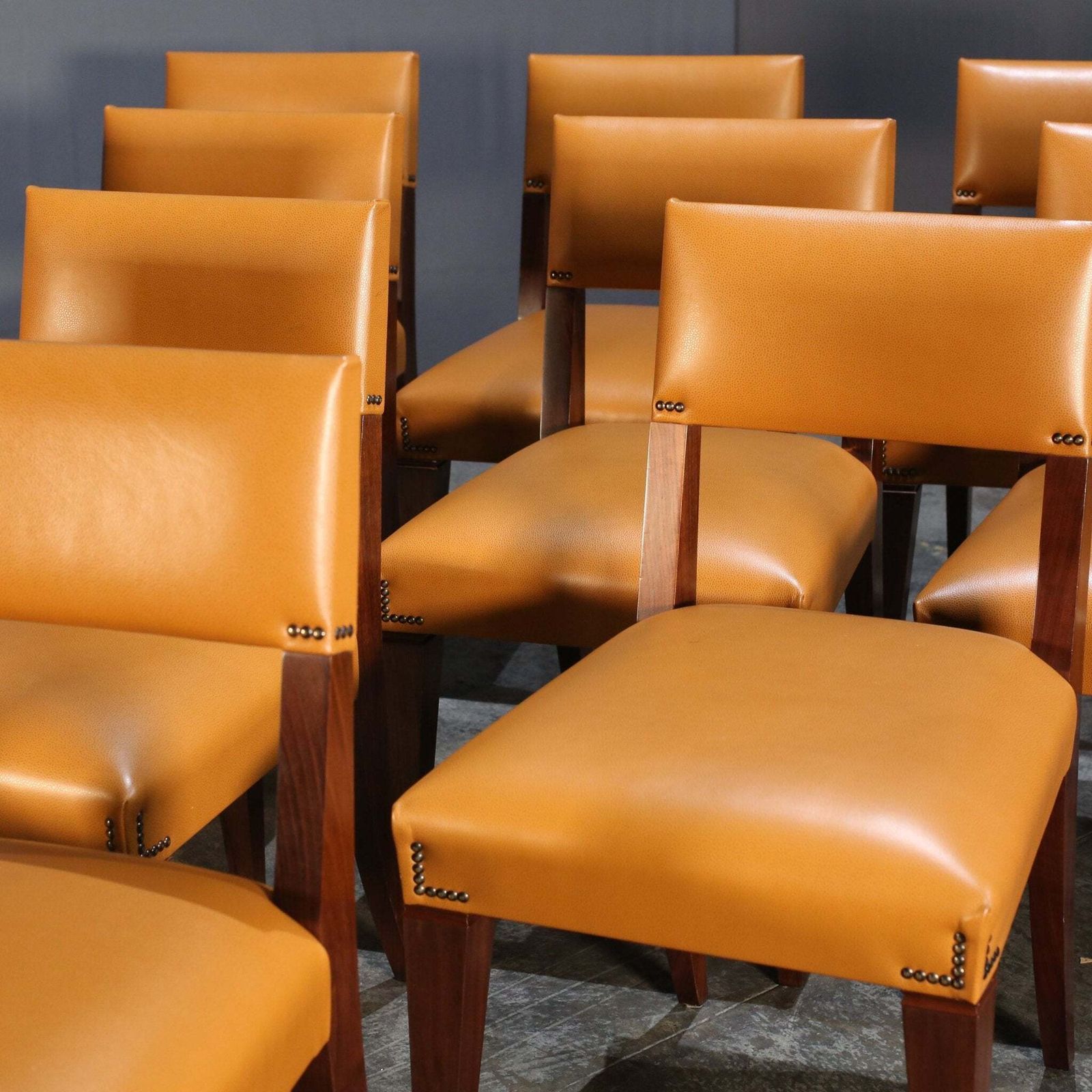 photo furniture Caramel Brown Leather Chair, Set Of Eight