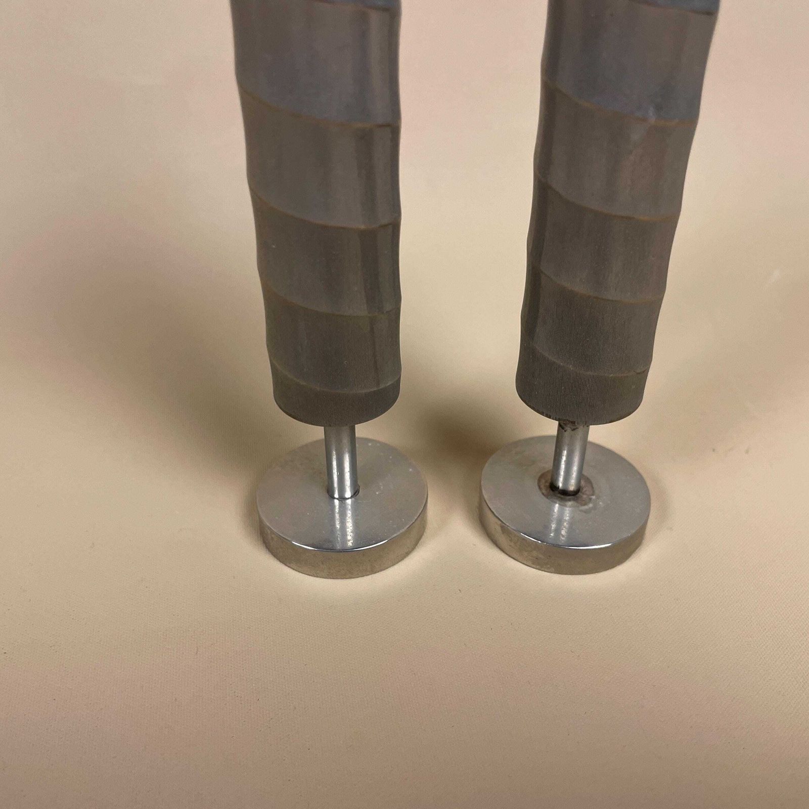 Antique Matching Pair Of Silver Plated Metal Candlestick Candle Stick Vintage Column Taper Dinner Candlesticks Twisted Twist Round Base photo 55.0