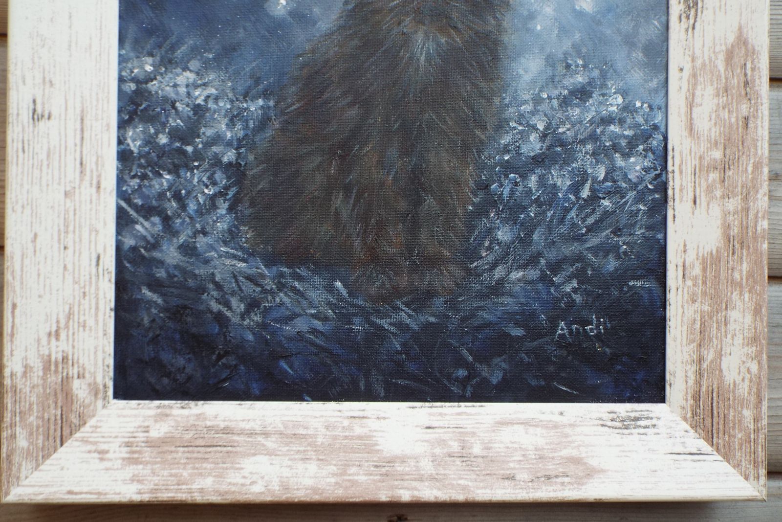 Black Cat Kitten In Starlight Starlit Night Original Painting Andi J Lucas photo vinterior