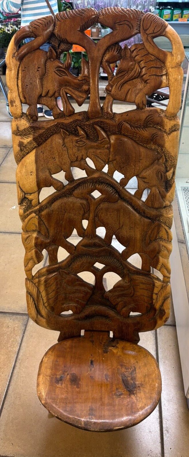 Antique African Carved Tribal Wooden Chief/ Birthing Chair photo furniture