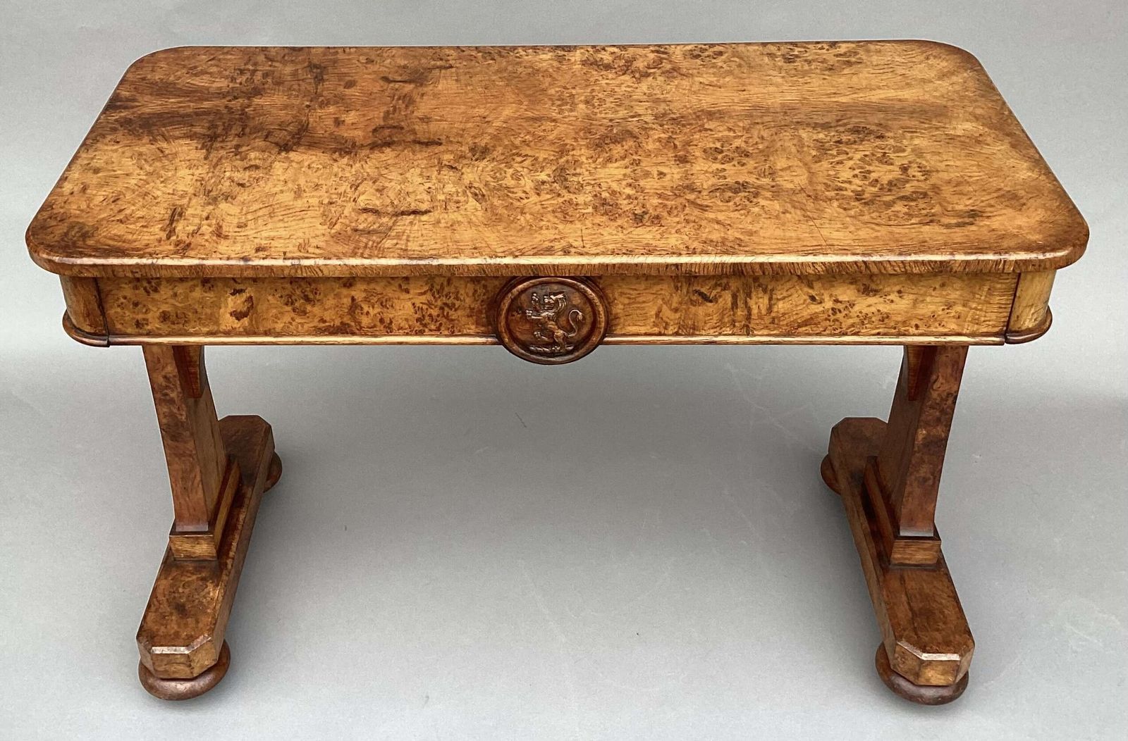 Good Mid C19th Burr And Pollard Oak Centre Table; James Winter & Sons, London photo furniture