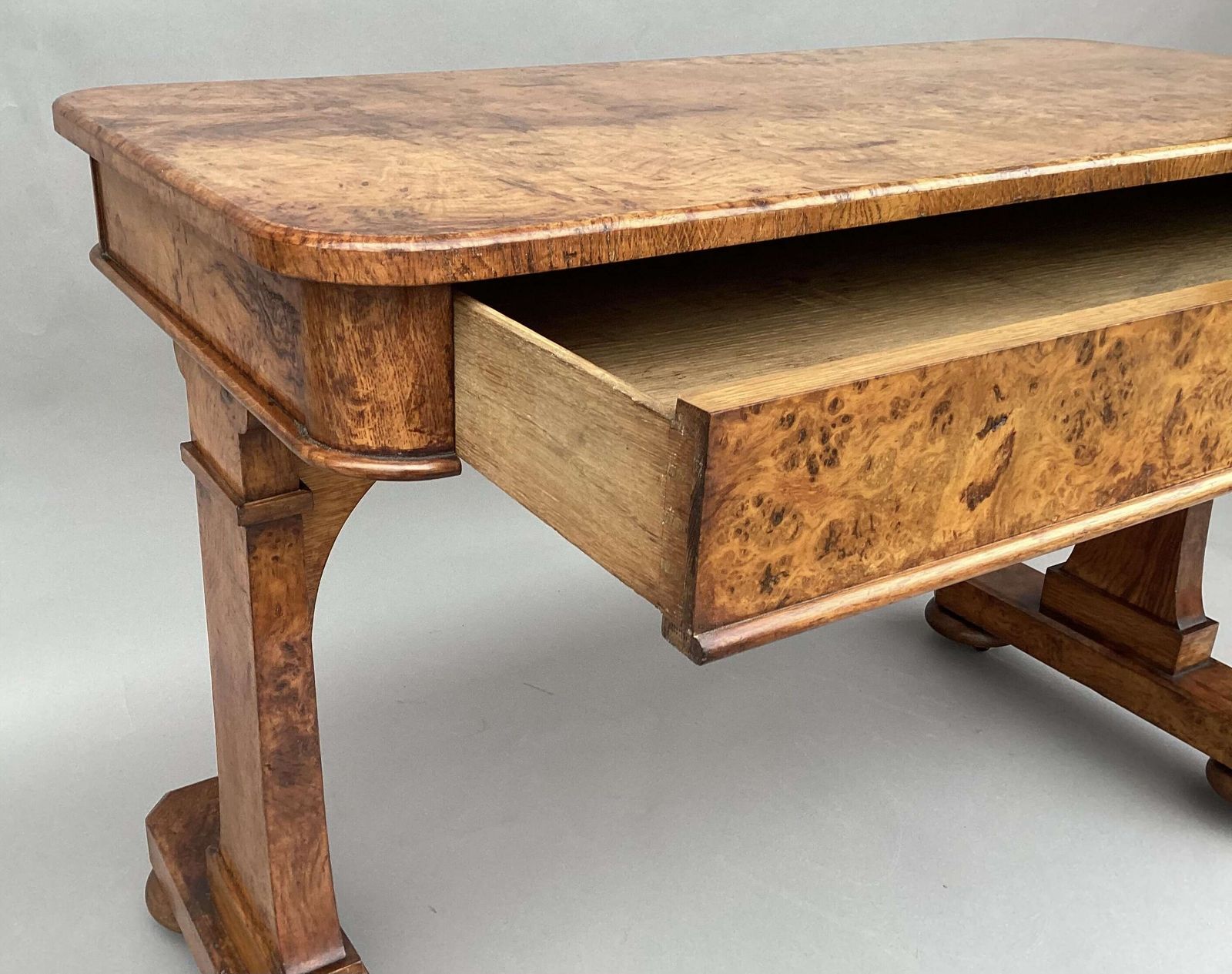 photo buy Good Mid C19th Burr And Pollard Oak Centre Table; James Winter & Sons, London
