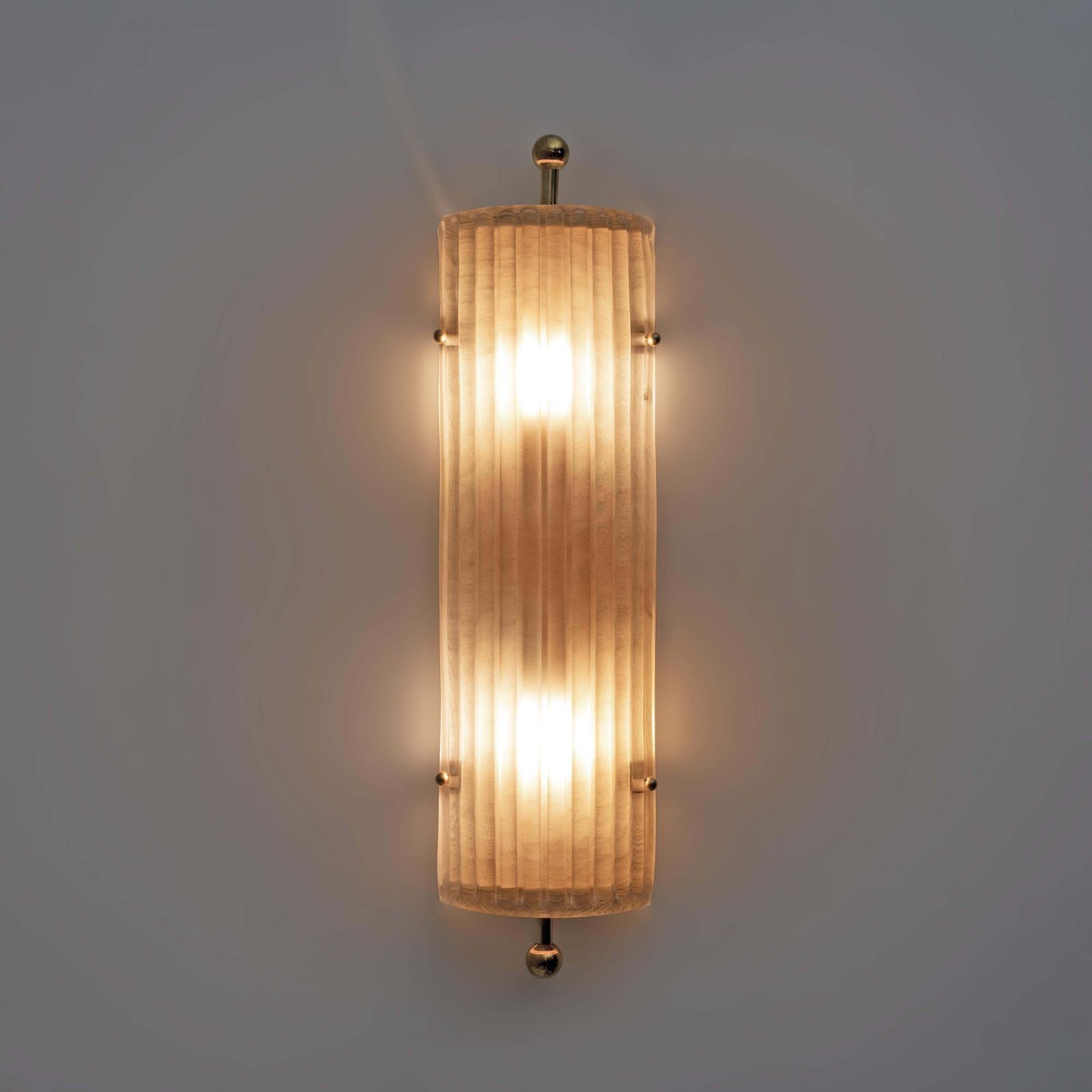 Pair Of Art Deco Style Smoked Murano Glass And Brass Sconces photo for sale