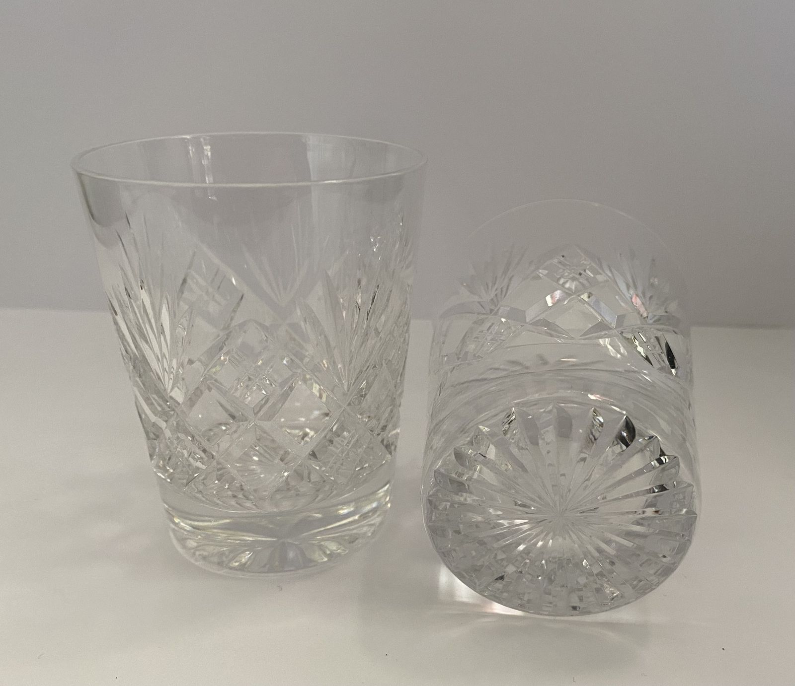 Vintage, Tudor Crystal, Cut Crystal Flat Tumblers (X2), Knighton Imperial Pattern photo Home Decor