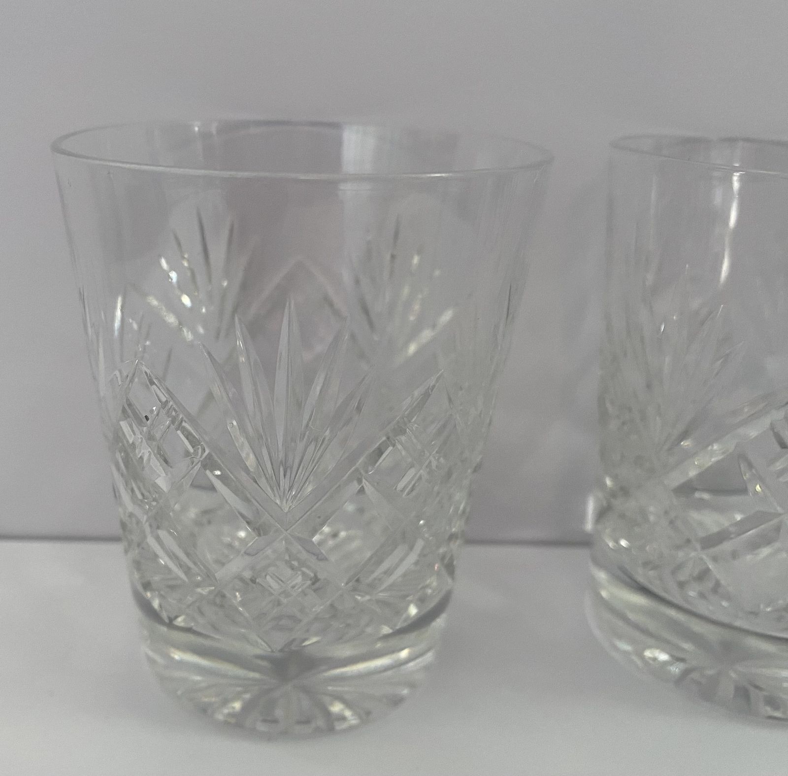 photo vinterior Vintage, Tudor Crystal, Cut Crystal Flat Tumblers (X2), Knighton Imperial Pattern
