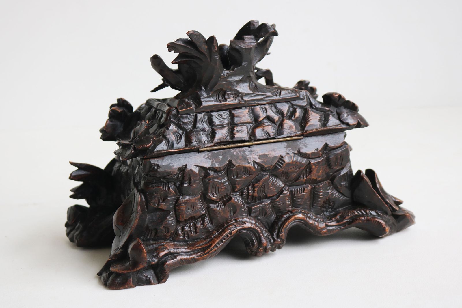 Exquisite 19th Century Antique Swiss Fully Hand Carved Black Forest Jewelry Box photo buy