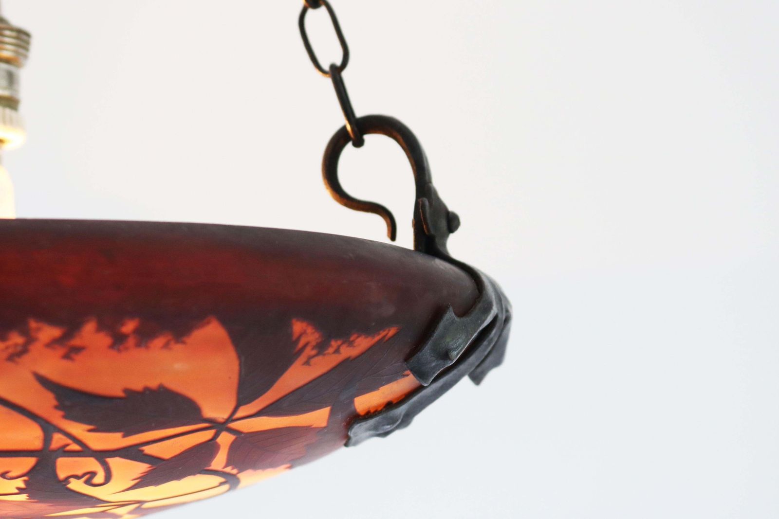 Lighting Antique Daum Nancy & Louis Majorelle Chandelier / Pendant Light Art Nouveau 1910 photo
