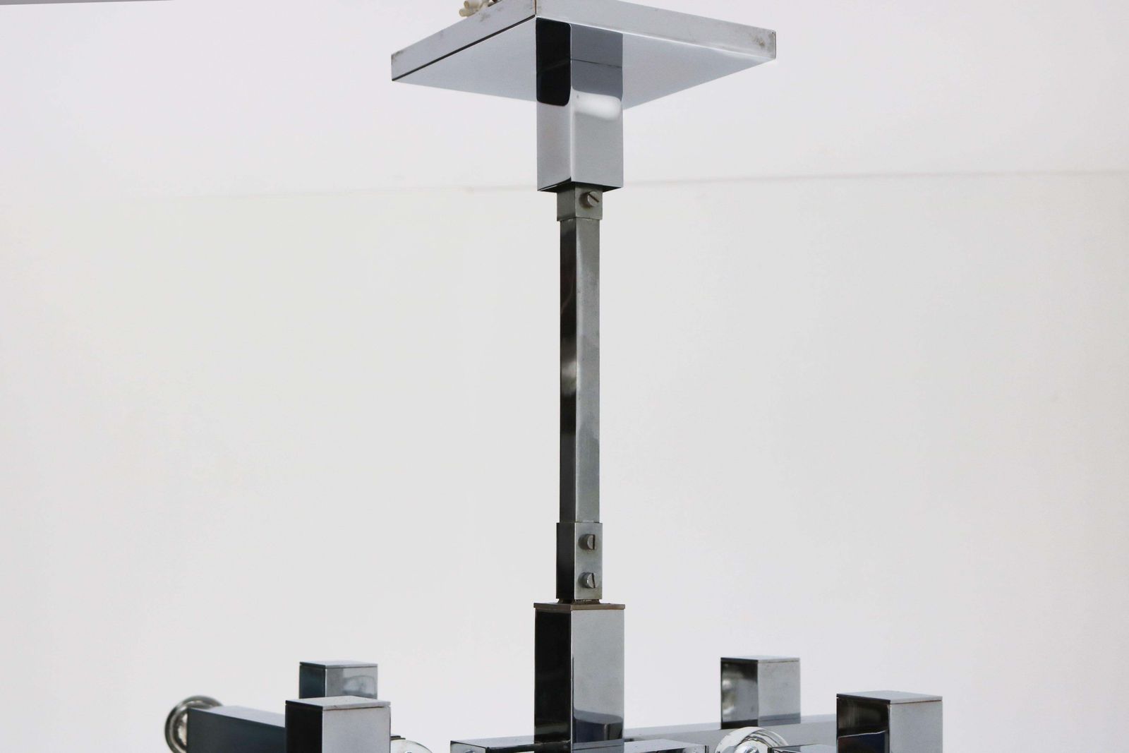 Zeldzame Mid Century Design Hanglamp Van Gaetano Sciolari, Model Metric, 1960, Chroom photo vinterior