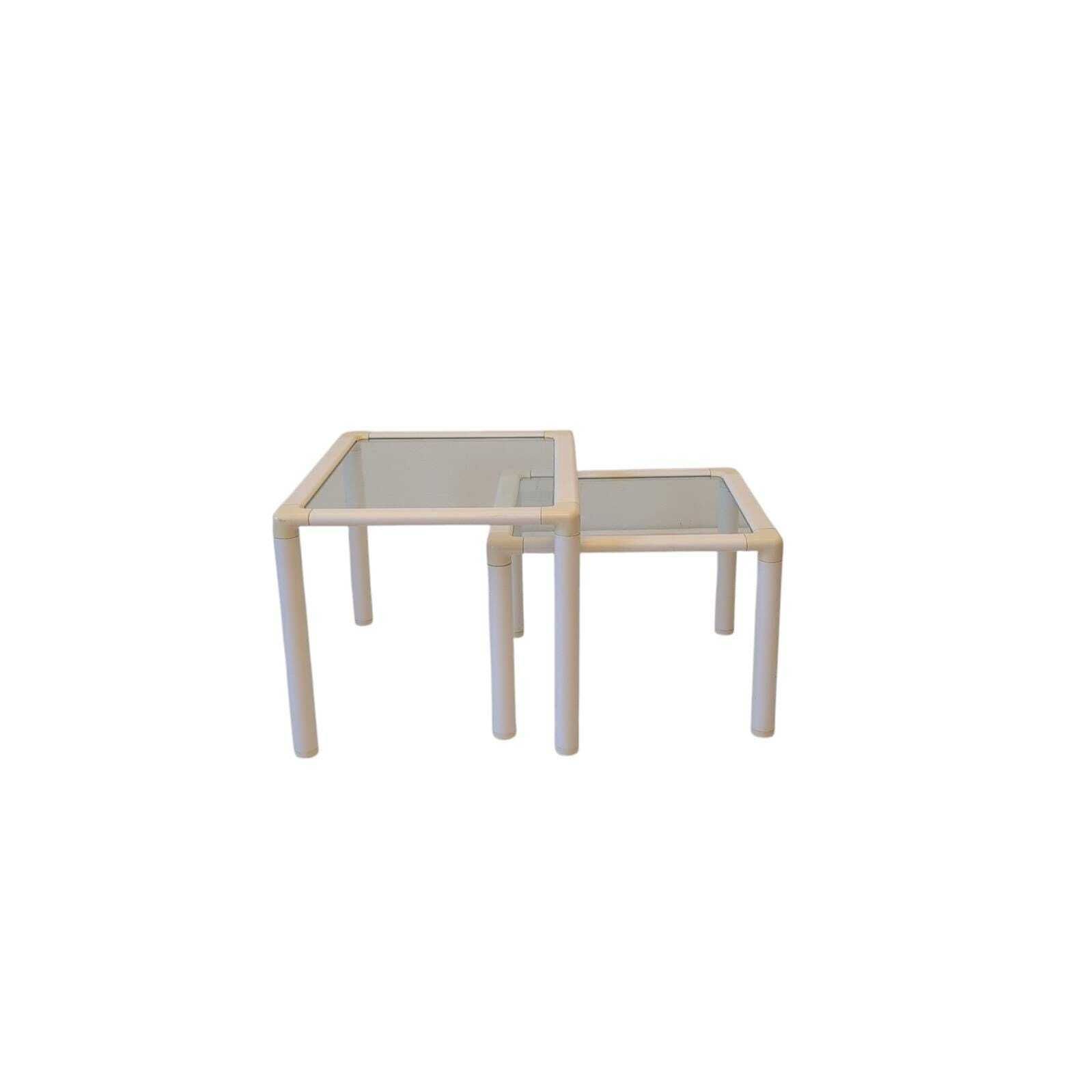 photo furniture Vintage Mid Century Modern Nesting Table Set Of 2 Plasic Glass Tables