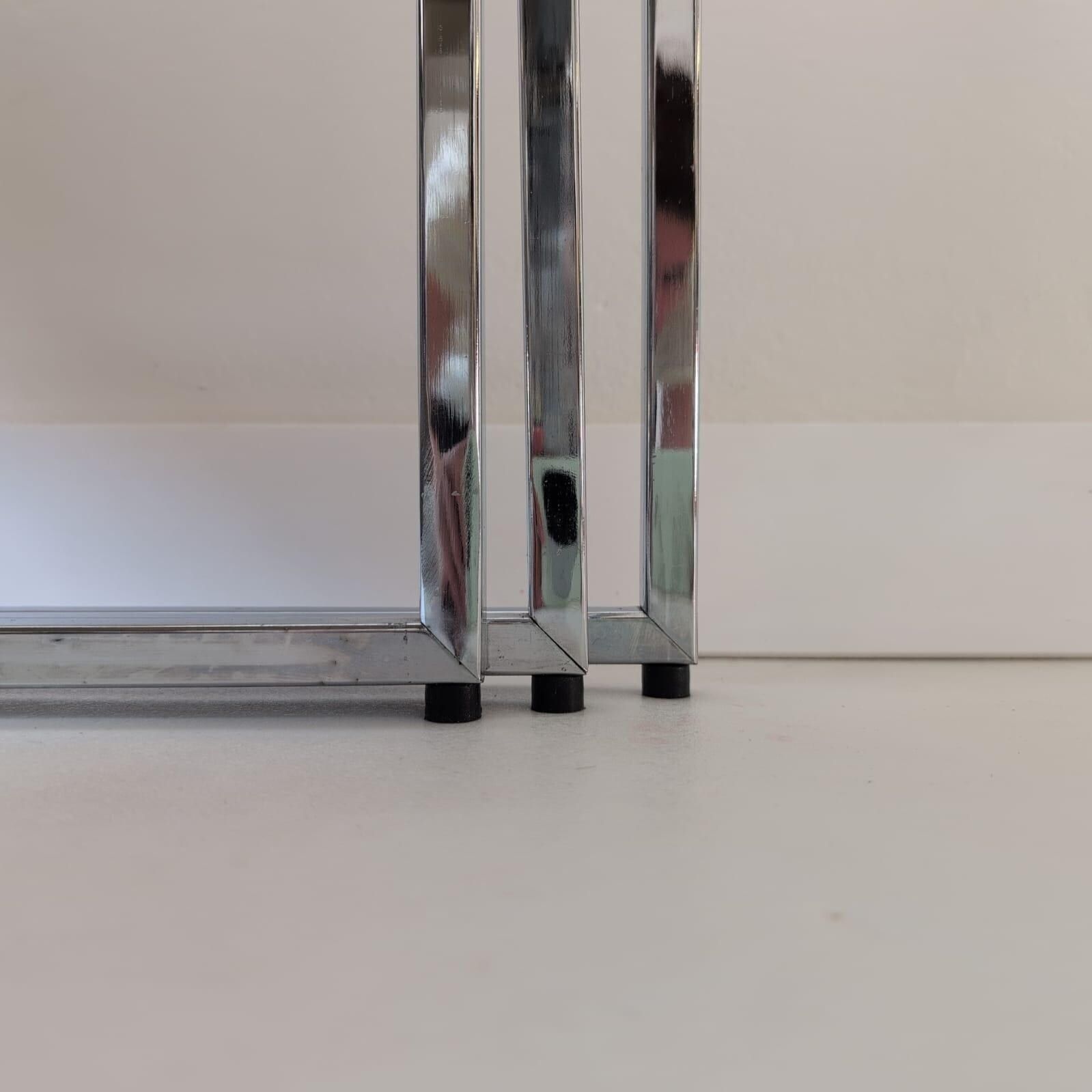 Vintage Mid Century Modern Chrom And Smoky Glass Nesting Table Set Of 3 photo vintage