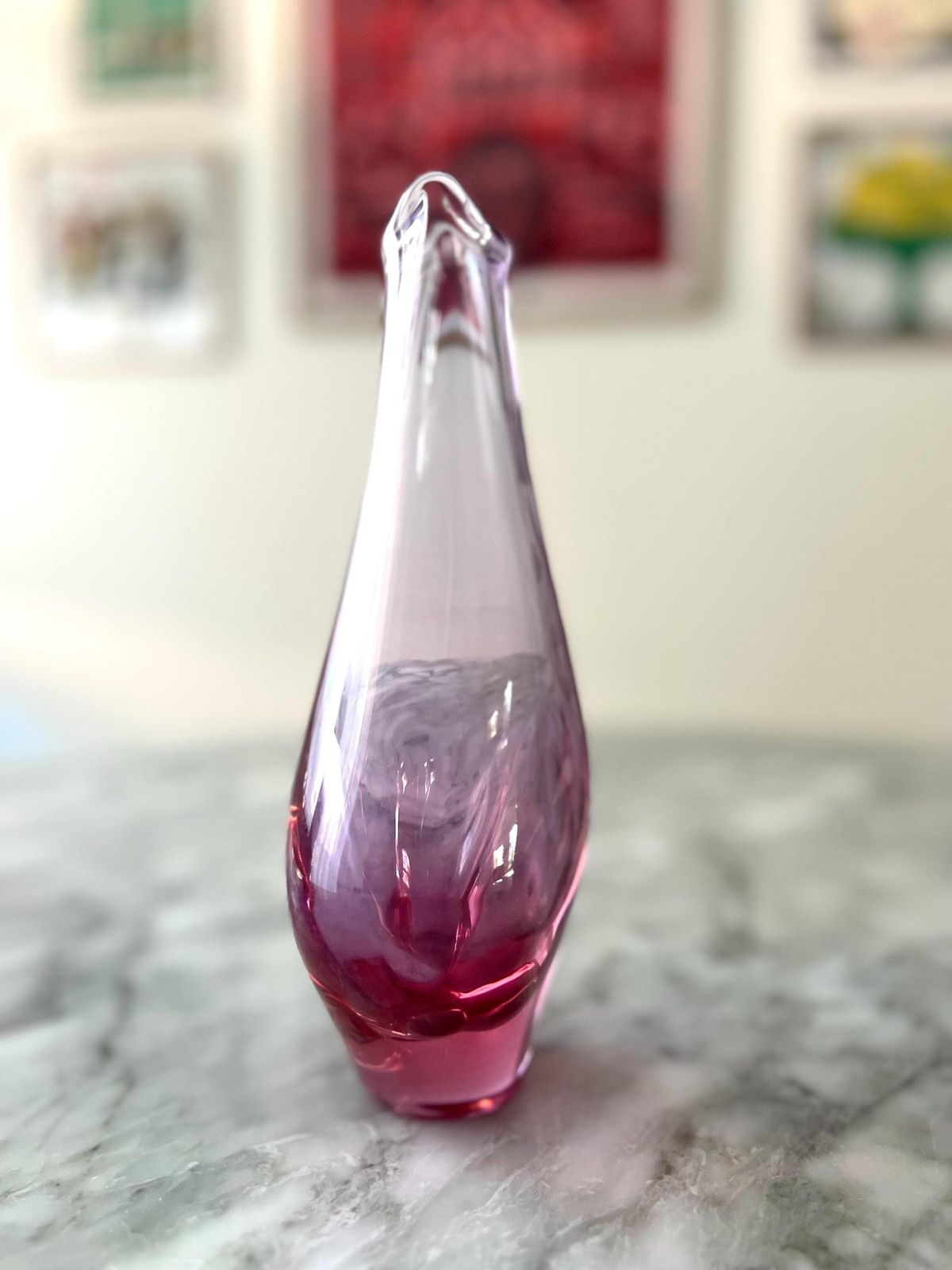 Pink Alexandrite Glass Vase With Etched Tulips   Zelezny Brod Sklo Vase   Neodymium Glass Vase   Zbs Sklo Union photo vintage