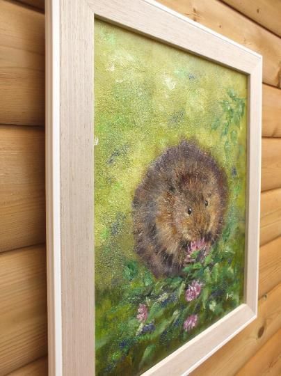 New Original Framed Painting Water Vole  Andi J Lucas  Wildlife Art photo vinterior