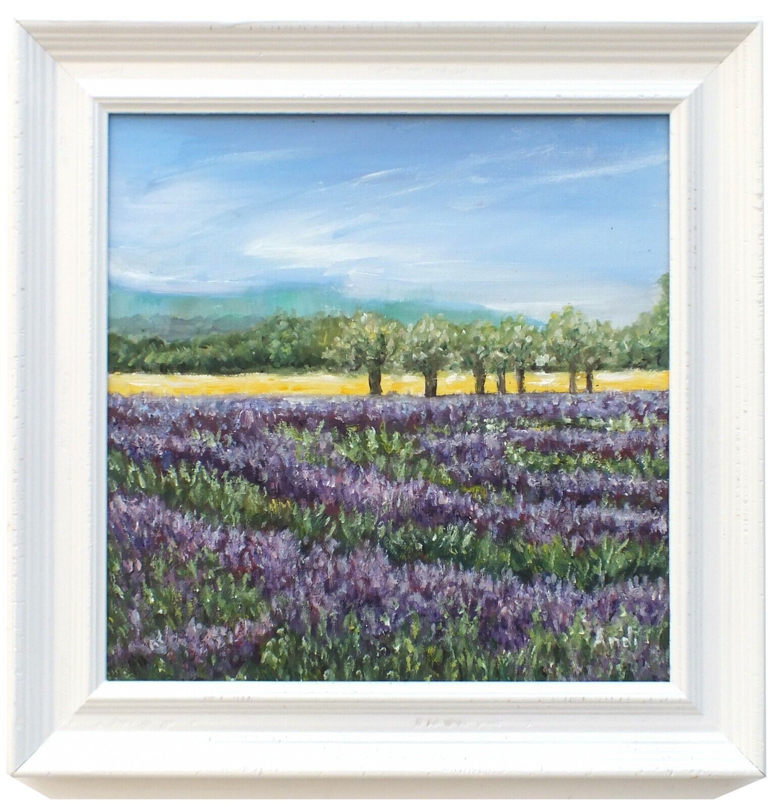 Lavender Fields Painting Floral Art French Landscape Framed Signed Andi J Lucas