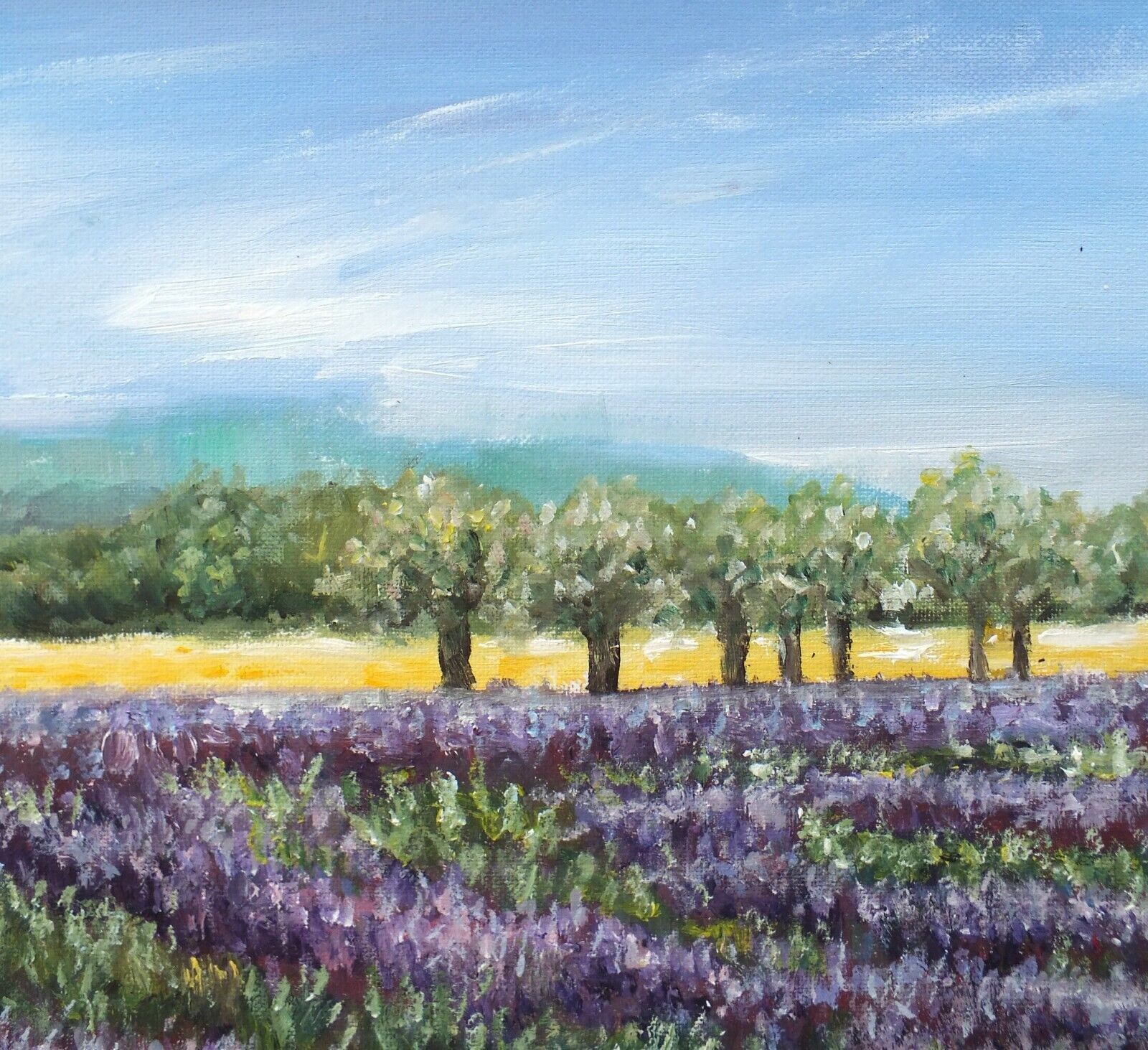 Lavender Fields Painting Floral Art French Landscape Framed Signed Andi J Lucas photo 301.0