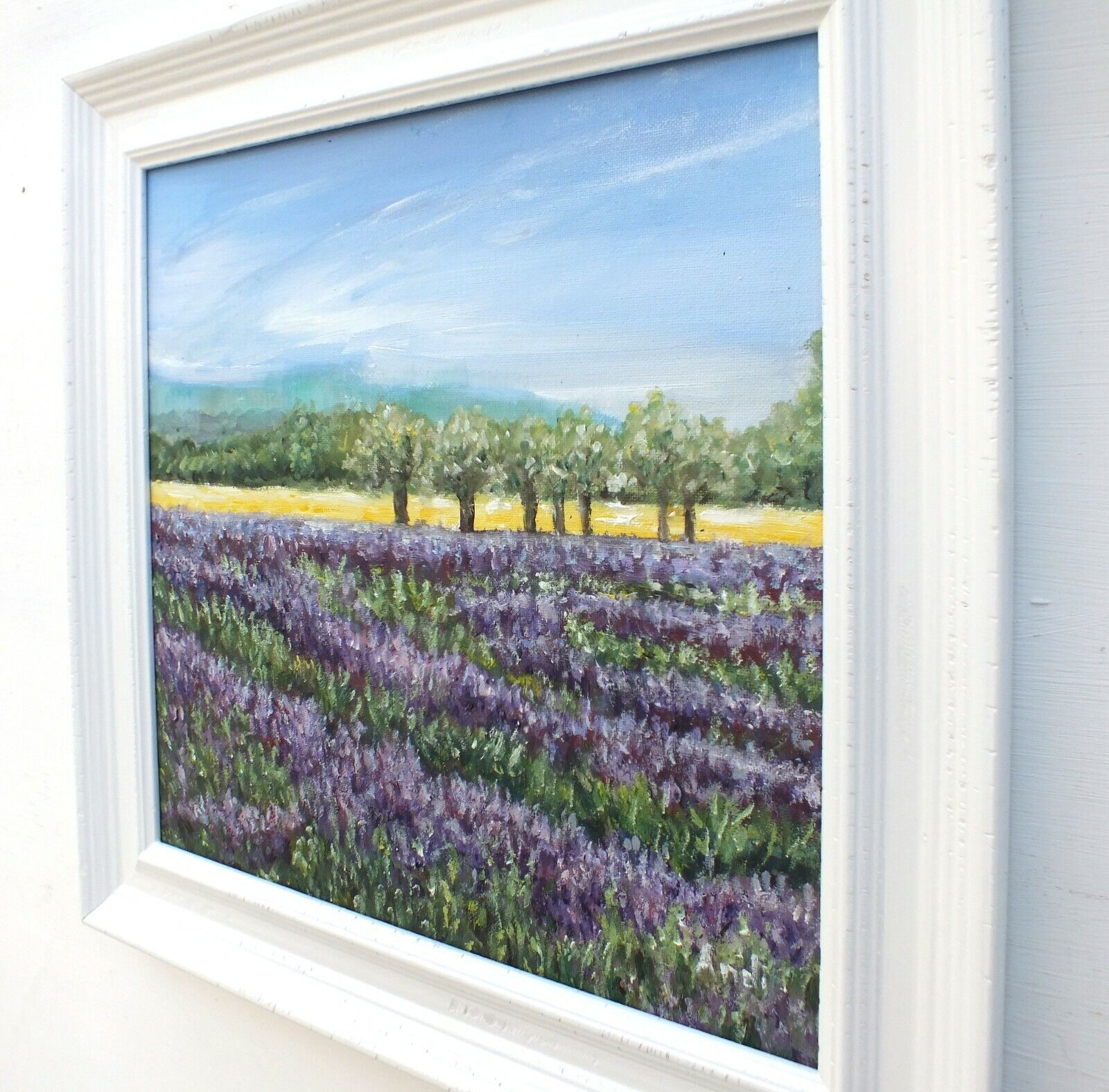 Lavender Fields Painting Floral Art French Landscape Framed Signed Andi J Lucas photo vinterior