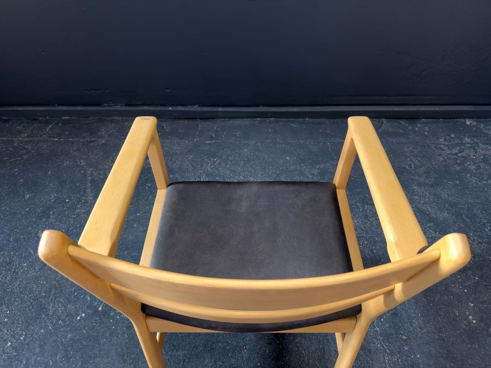 Hans Wegner For Getama Beech And Black Leather Armchair photo buy