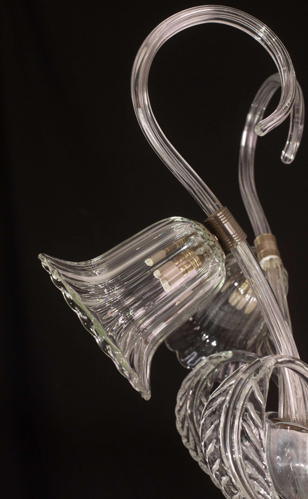 Lighting Amazing 5 Light Art Deco Murano Glass And Brass Chrome Chandelier By Barovier photo