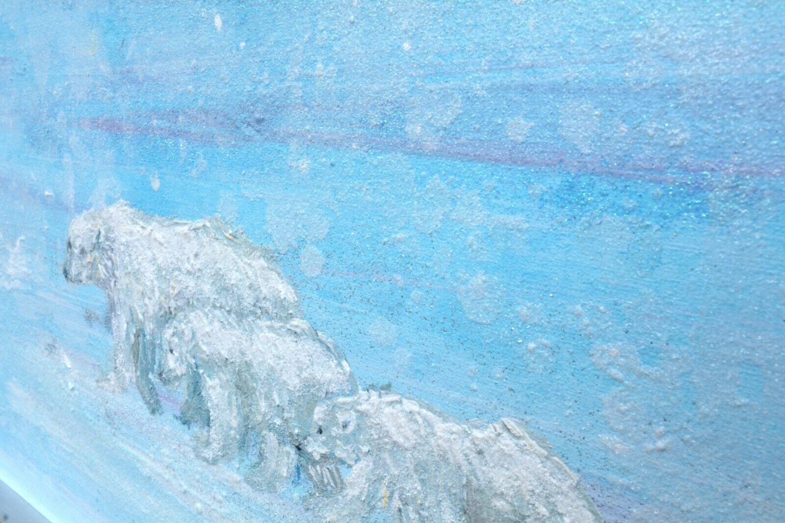 Mother & Cubs Polar Bears  In The Arctic Original Framed Painting  Andi J Lucas photo vintage