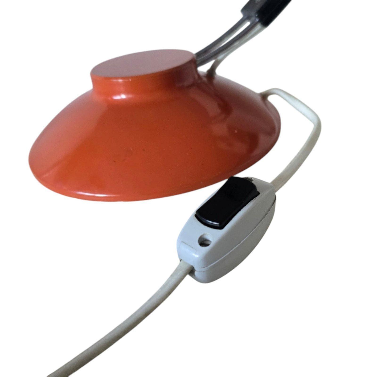 Vintage Mсm Space Age Red Big Mushroom Desk Lamp, Modernist Design Czechoslovakia 1970s photo vinterior