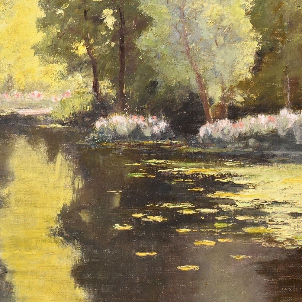 Antique Oil Painting, Landscape Painting, River, Nature Painting, XX Century. (Qp642) photo Art