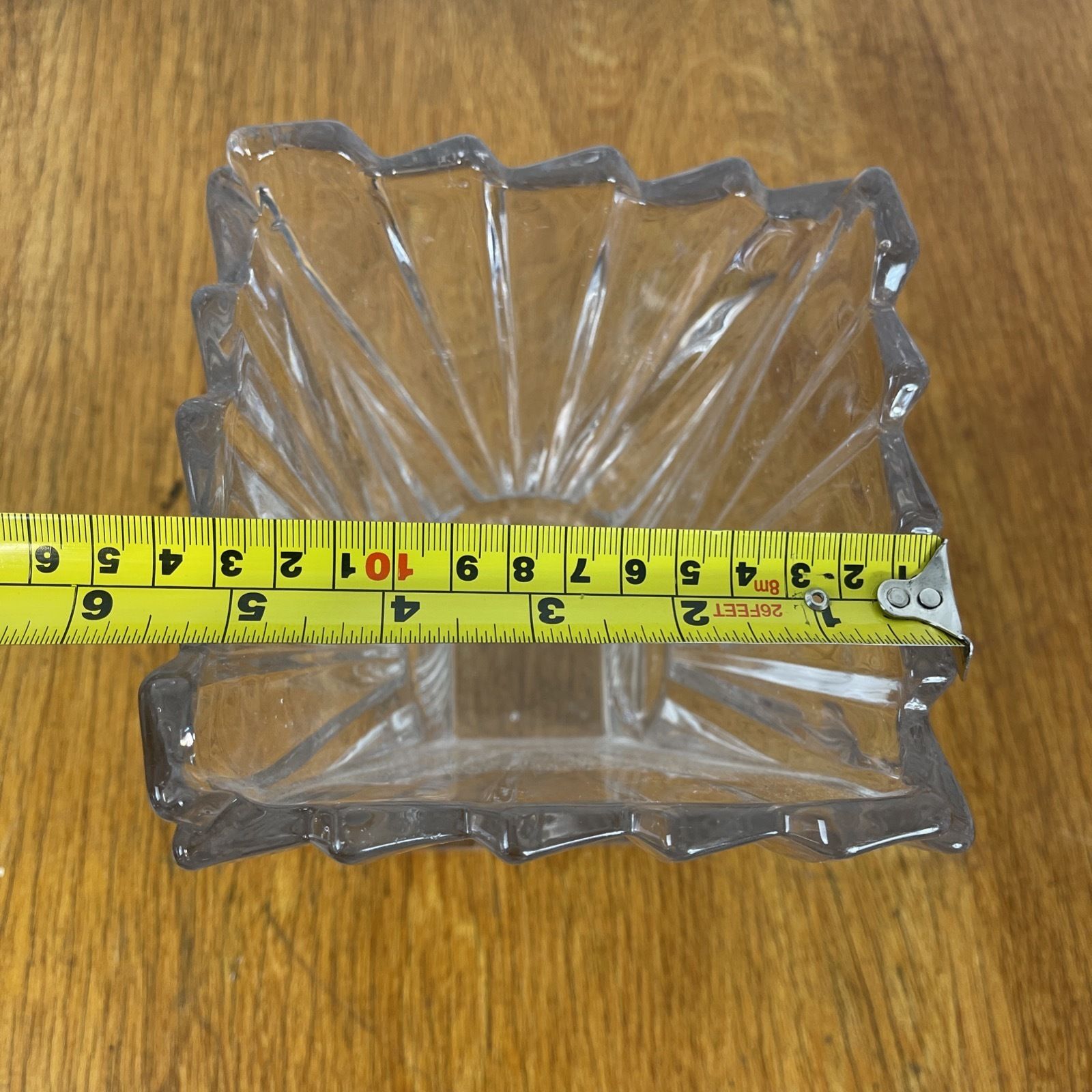 Sowerby Art Deco Vase Square Base Sunburst 18cm Clear Glass Stunning photo vintage
