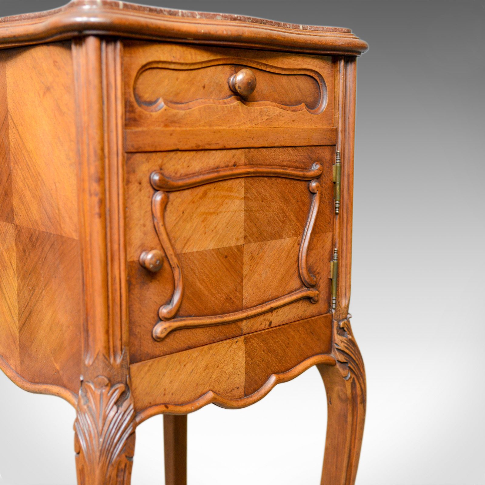 Antique French Bedside Cabinet, Edwardian, Walnut, Marble, Pot Cupboard, C.1910 photo buy