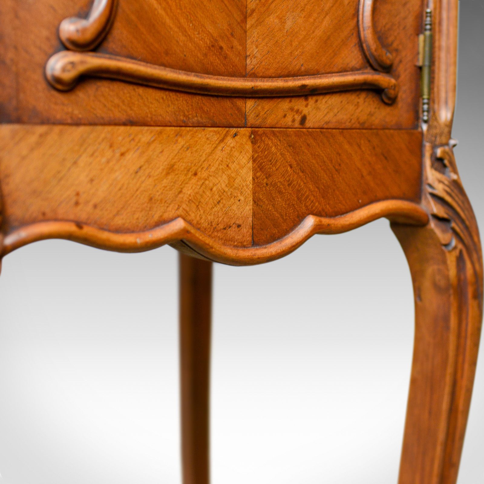 Furniture Antique French Bedside Cabinet, Edwardian, Walnut, Marble, Pot Cupboard, C.1910 photo