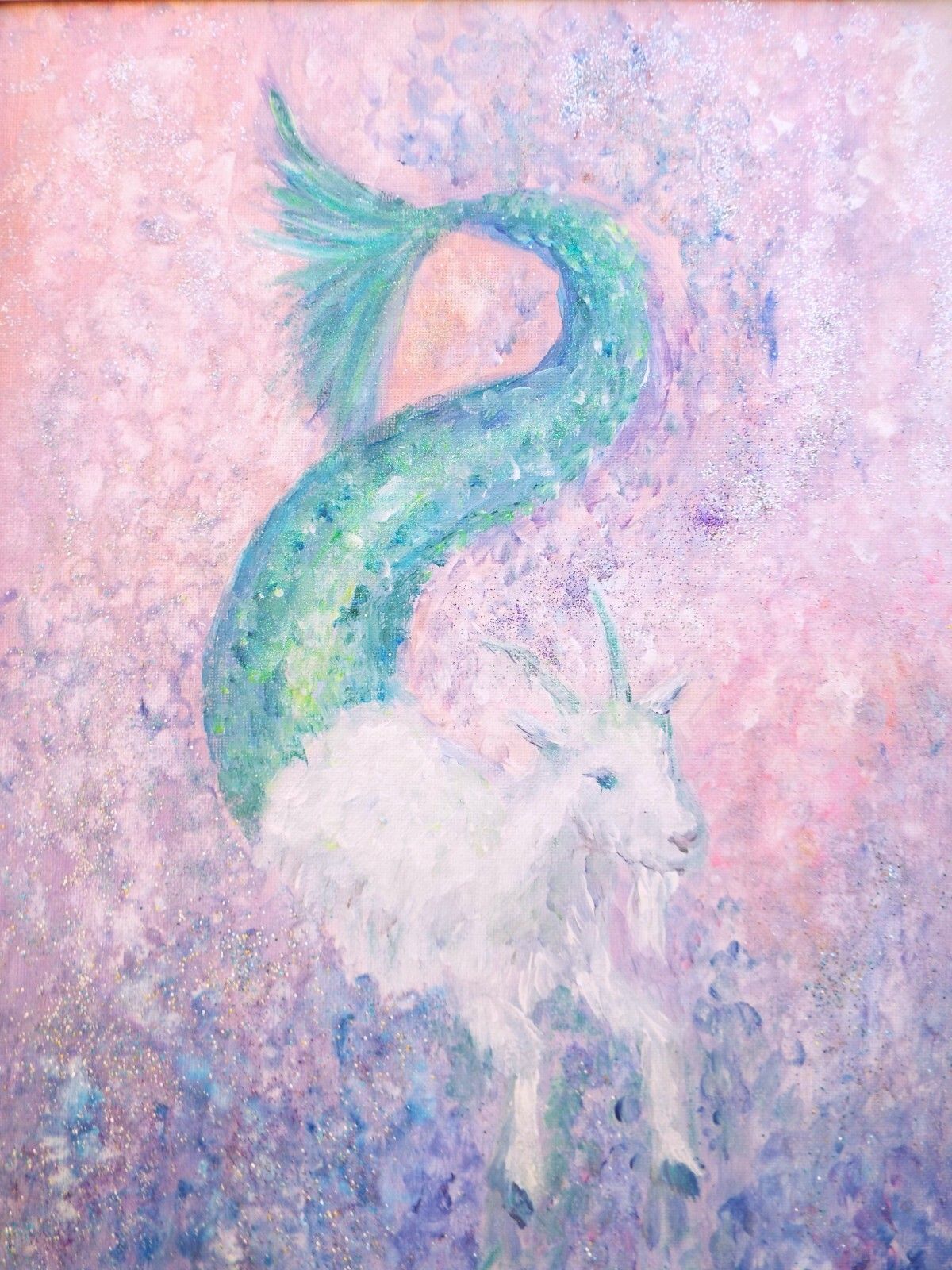 Capricorn Painting On Canvas Original Signed Framed  49cm X 39cm Andi J Lucas photo Art