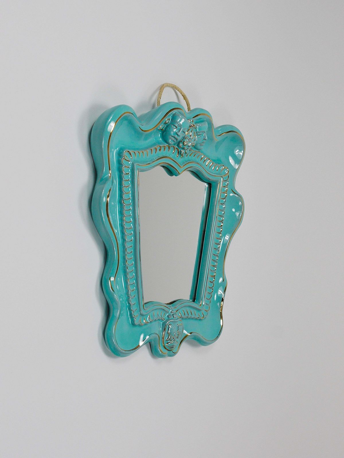 Home Decor Art Deco Theater Terracotta Wall Mirror By Gmundner Keramik, Austria, 1930s photo