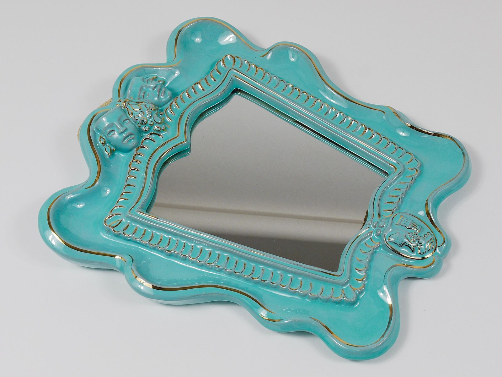 829.0 Art Deco Theater Terracotta Wall Mirror By Gmundner Keramik, Austria, 1930s photo