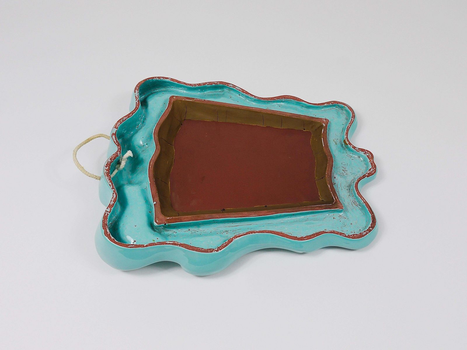 photo vintage Art Deco Theater Terracotta Wall Mirror By Gmundner Keramik, Austria, 1930s